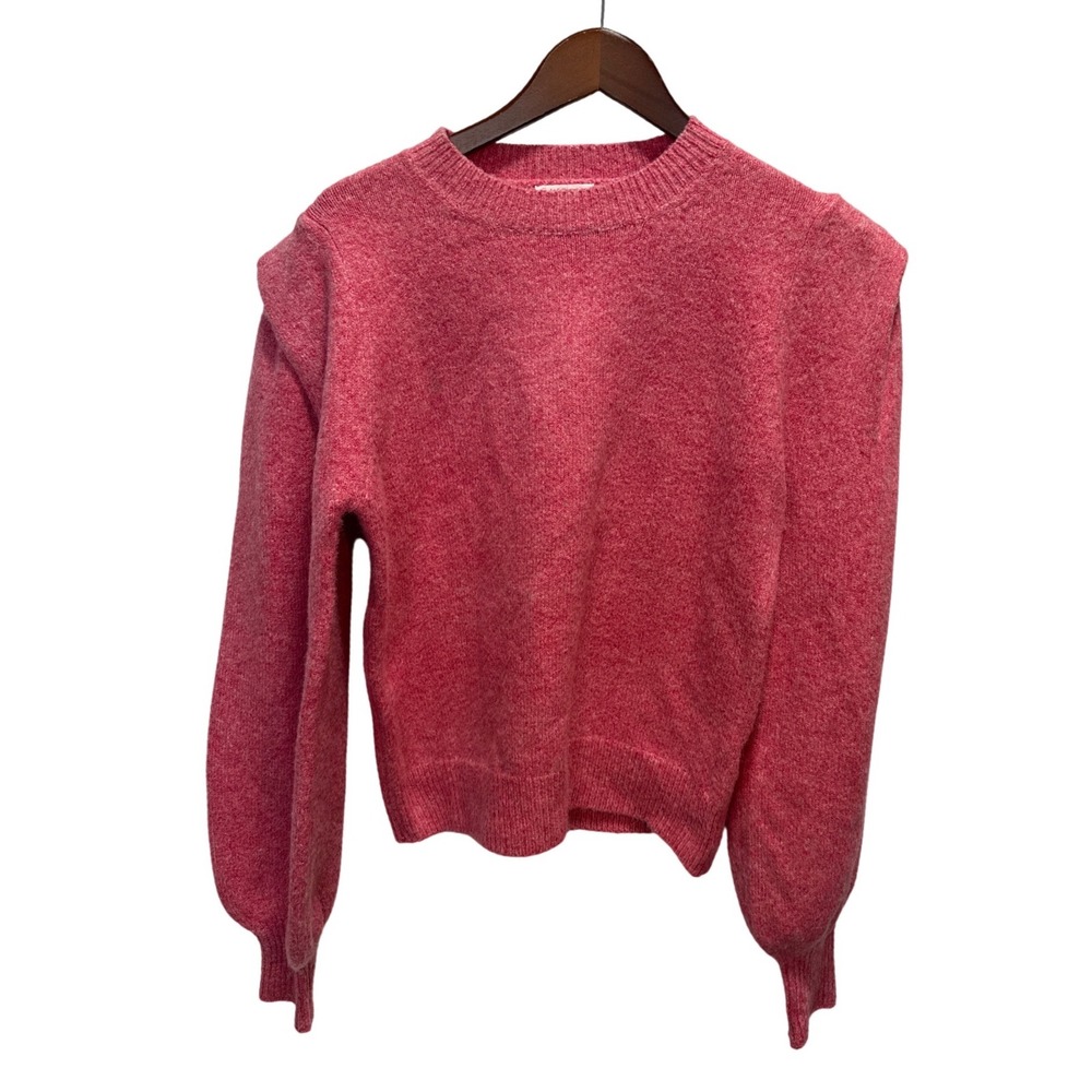 Molly Bracken Premium Pink Shoulder Detail Puff Sleeve Knit Sweater Womens Small